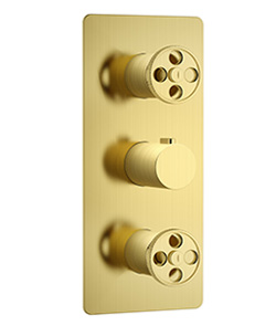(KJ8264173 Brushed Gold-Zr) Thermostatic concealed mixer with diverter,2 inlets 1/2'',3 outlets 1/2''