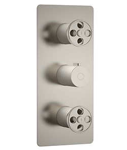 (KJ8264173 Brushed Nickel PVD) Thermostatic concealed mixer with diverter,2 inlets 1/2'',3 outlets 1/2''