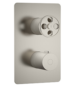 (KJ8264171 Brushed Nickel PVD) Thermostatic concealed mixer with volume control,2 inlets 1/2'',1 outlet 1/2''
