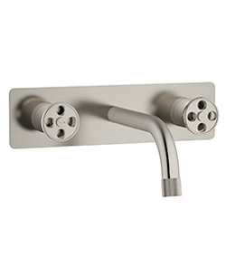 (KJ826Q000 Brushed Nickel PVD) Two-handle wall basin mixer