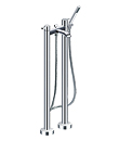 Two-handle bath/shower mixer floor-mounted