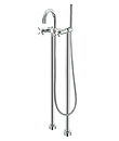 Two-handle bath/shower mixer floor-mounted